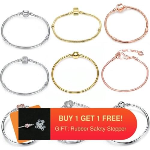 Basic Snake Chain Pulseras Female 2021 Mary Poppins Fit Original European Charms Bracelet Women Beads Diy Bangle Fashion Jewelry