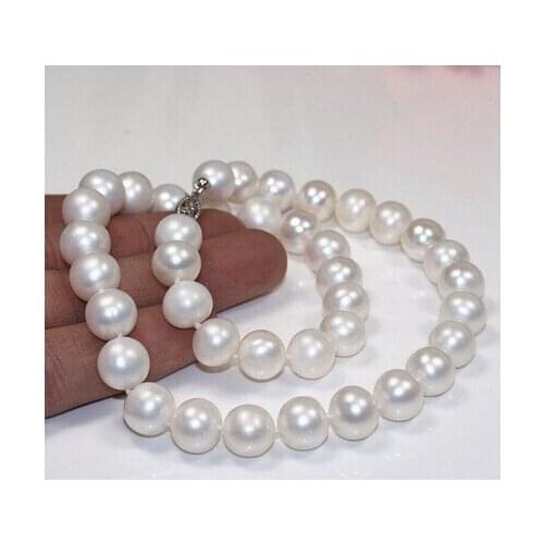 Free shipping+++816 AAA 18" SOUTH SEA GENUINE 10-11MM WHITE PEARL NECKLACE