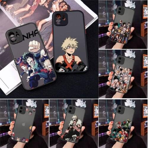Phone Case For iPhone 12 11 Mini Pro XR XS Max 7 8 Plus X Anime My Hero Academia Matte transparent cover