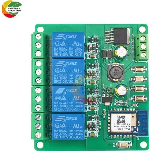 Ziqqucu Tuya four-way WiFi remote relay module Smart switch controlled by mobile phone APP (green, relay module, 7.8*7*1.5cm, )