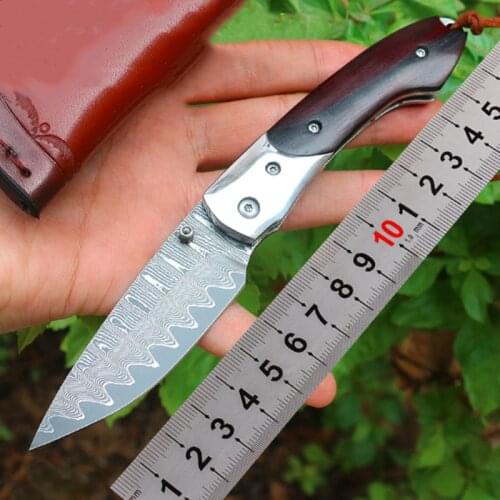 KESIWO KD01 VG10 Damascus Blade Folding Pocket Survival Camping Outdoor Hunting Fruit Wood Gift Rescue Collect Kitchen EDC Knife