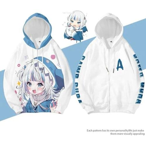 HOLOLIVE Vtuber Gawr-gura 3D Print Men/Women Clothes T-shirt Streetwear Kawaii Tshirt The hooded zipper hoodies sweatshirt
