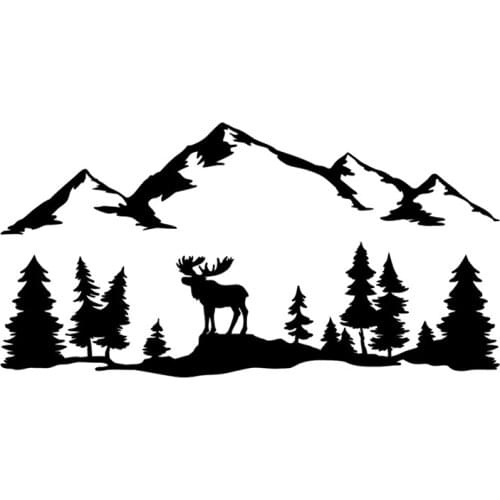 Creative Car Stickers Camper Offroad Moose Trees Forest Decals Accessories Cover Scratches Waterproof PVC 43cm X 22cm