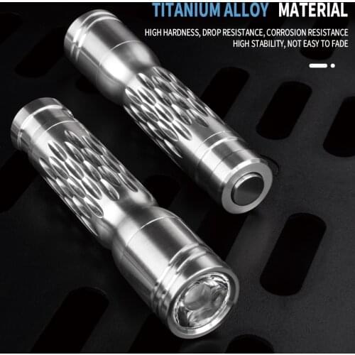 Titanium alloy mini flashlight lasting battery life portable outdoor camping night riding durable lighting tool