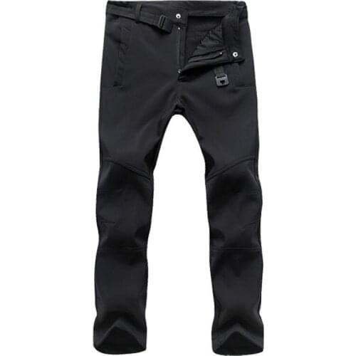 Winter Hiking Pants Men Outdoor Camping Skiing Climbing Trekking Pants Windproof Waterproof Thick Warm Fleece Softshell Trousers