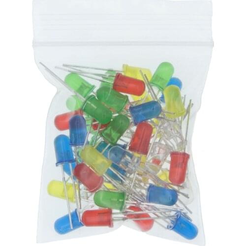 50pcs 5mm LED Light Assorted Kit DIY LEDs Set White Yellow Red Green Blue each=10pcs