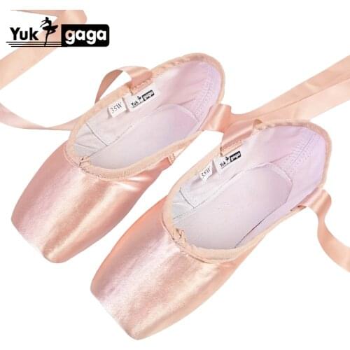 New Satin Ballet Dance Pointe Toe Shoes Pointe Silk Ribbon Shoes Toe Pad Girls Pink Professional Ballet Shoes For Ballet