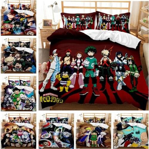 New Japan Anime My Hero Academia Printed Bedding Set Cartoon Duvet Covers Pillowcases Comforter Bedding Set Bedclothes Bed Linen