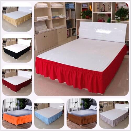 Solid Color Elastic Bed Skirt Sides Wrap Around Removable BedShirts No Fading Full Queen King Size for Hotel Bedside Decoration