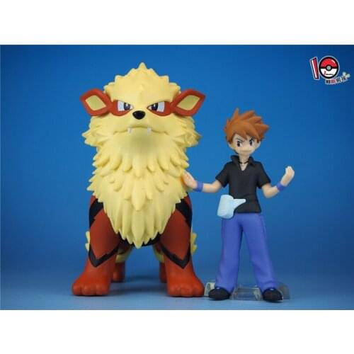 Genuine Pokemon Scale World Arcanine and Blue Oak Action Figure Ornament Model Toys Birthday Gifts