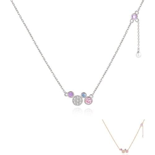 SILVERHOO Real Sterling Silver 925 Jewelry Cute Rat Pendant Necklaces For Women Multicolor Zircon & Shell Pearl Necklace Dangle