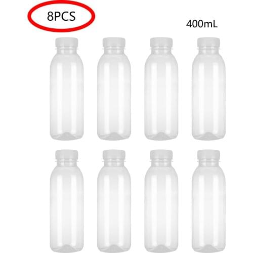300/350/400ml Transparent PET Beverage Bottles Plastic Empty Soft Drink Storage Containers Bottle Jars with Lids for Juice Milk