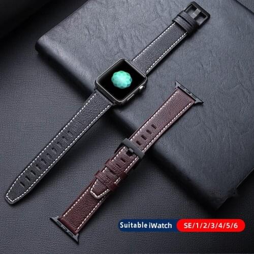 Genuine Leather band For apple watch strap 44mm 40mm iwatch band 38mm 42mm watchband belt bracelet correa apple watch 6 se 5 4 3