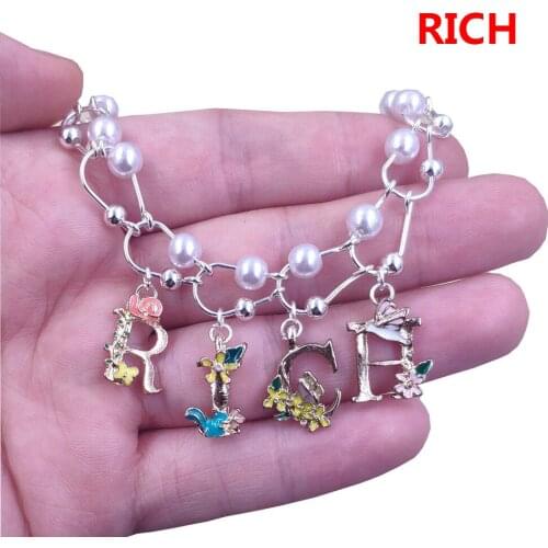 Luxury Bead Chain Customized Word Rich Letter DIY Chain Necklace Handmade Men Birthday Male Cool Jesus Boy Gift Punk BV015-025