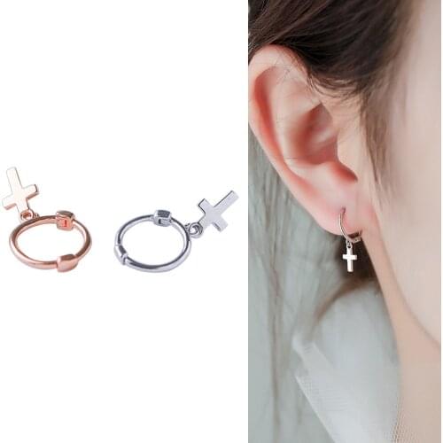 Cross Sterling Silver 925 Earrings for Women Clip on Earrings No Ear Piercing No Allergy Jewelry Fashion Earrings Wholesale