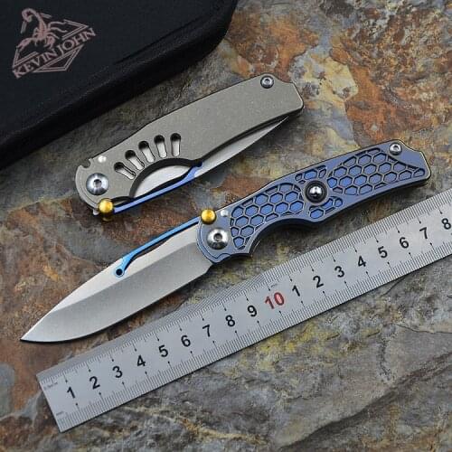 Kevin john NEW Tilock folding knife, high quality outdoor knives, titanium handle, M390 pocket knife, survival EDC tactical tool