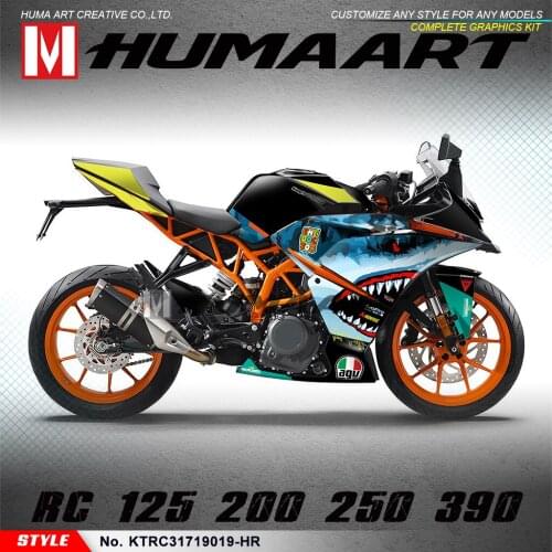 HUMAART Waterproof Graphic Sticker Custom Motorcycle Vinyl Decal Kit for RC 125 200 RC125 RC200 2017 2018 2019 2020 Customizable