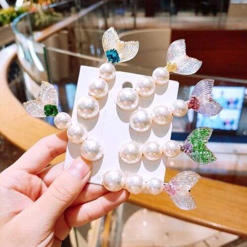 Mermaid Beautiful Sweet Side Clip Bobby Pins Fishtail Pearl Hair Clips Barrette Hairpins For Women Girl Hair Accessories