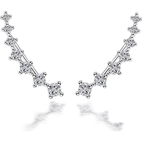 100% 925 sterling silver fashion shiny zircon ladies`stud earrings women jewelry female birthday gift wholesale drop shipping