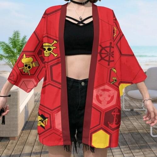 Anime One Piece Monkey D Luffy Cosplay Costume Portgas D Ace Printed Kimono Four Emperor Edward Newgate Kaido Logo Cloak Womens