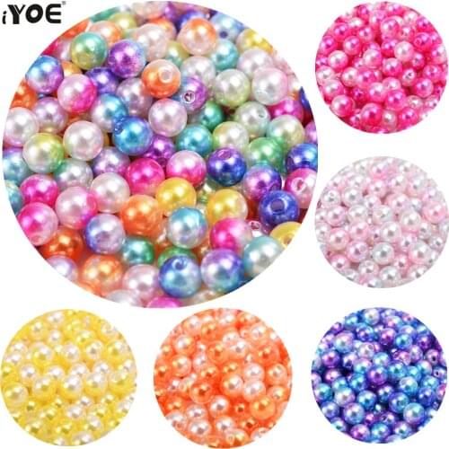 100-300pcs 8mm Mermaid Gradient Round Beads Acrylic Imitation Pearls Spacer Jewelry Beads for Making DIY Gift Necklace Bracelet