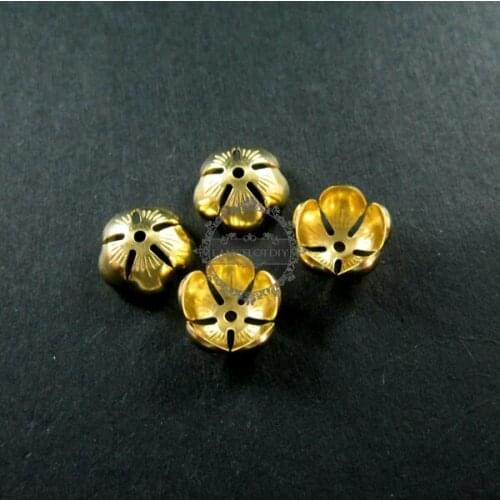 12mm vintage style raw brass flower beads cap DIY beading jewelry supplies 1564001