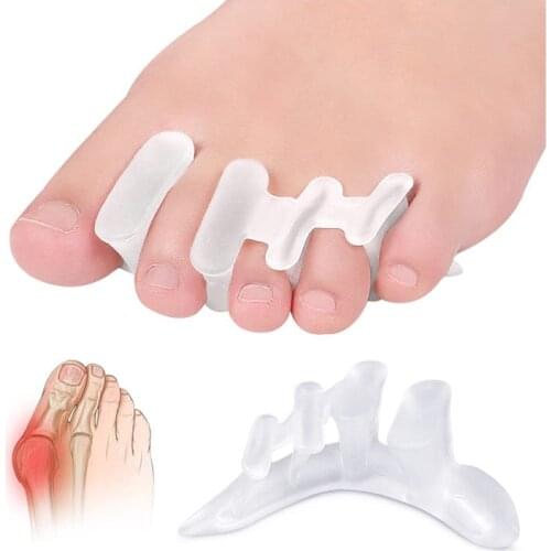 2Pcs Silicone Gel Toe Separators Foot Fingers Toe Spreader Thumb Valgus Protector Bunion Adjuster Pads Overlap Insoles