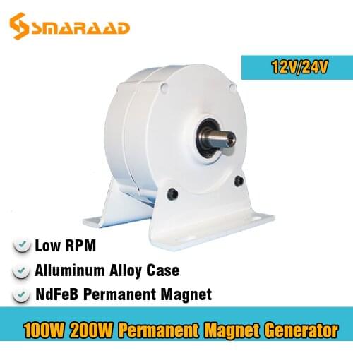 2021 New Arrival Low Speed 100w 200w 12V 24V Gearless Permanent Magnet Generator Use For Wind Turbine Water Turbine DIY