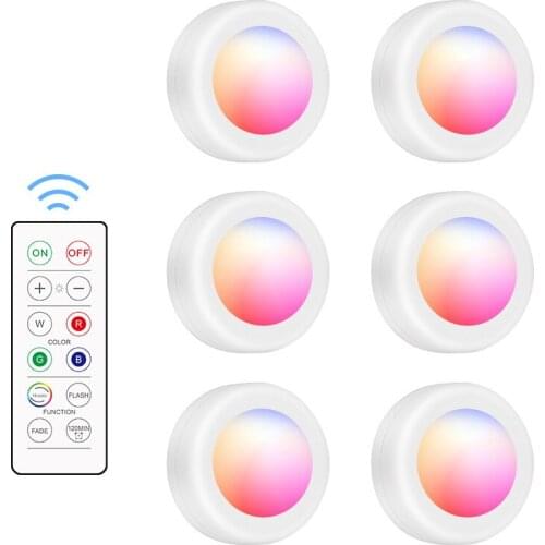 Remote Under Cabinet Light 16 Color Changed LED Wireless Remote Dimmable Night Light For Home Bedroom Closet Kitchen Wardrobe