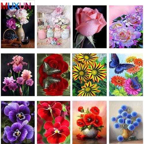 Diy Round Diamond Flower Diamond Embroidery Rose Floral Cross Stitch Mosaic Rhinestone Home Decoration Mosaic Handicrafts H838