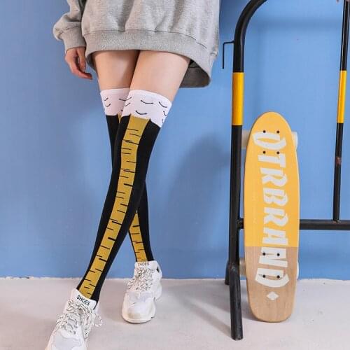 Anewmorn High Quality Creative 3D Chicken Feet Print Women High Knee Socks Cartoon Cotton Claw Funny Gym Animal Middle Socks