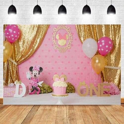 1st Birthday Cake Smash Photography Background Pink Balloon Birthday Party Backdrop Decor Photocall Backdrop Photo Studio