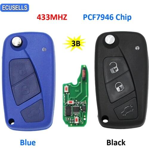 3 Button Folding Flip Remote Car Key 433Mhz ID46 PCF7946 Chip For Fiat 500 500L New Grande Punto Bravo Ducato Doblo Qubo Fiorino