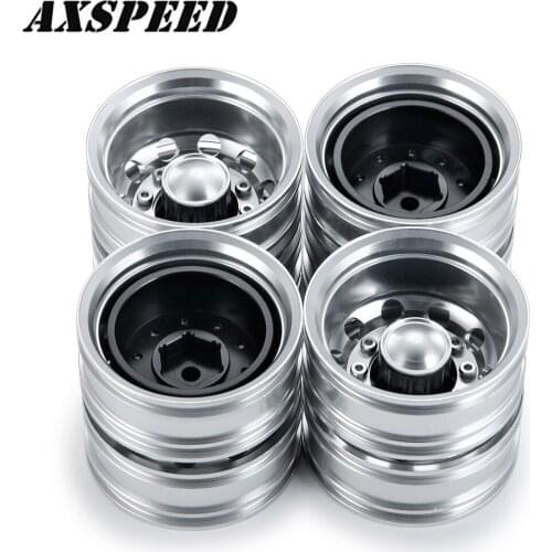 AXSPEED Metal Rear Wheel Rims Wheel Hubs 10 Spokes for 1/14 Tamiya RC Truck Trailer Tractor Climbing Cargo Car Parts