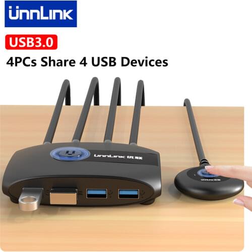 Unnlink USB 3.0 KVM Switch 2 or 4 Computer Share 4 USB Devices for Keyboard Mouse U Disk Printer
