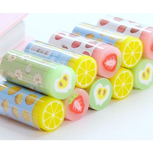 1 pcs fruit Cartoon color Stationery 2b pencils Eraser Combination Cute Style Eraser Student New School Supplies Children Gift