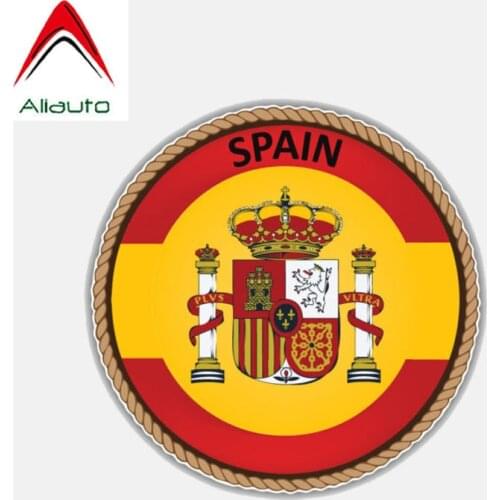 Aliauto Fashion Car Sticker Spain Flag Accessories Vinyl Decal Cover Scratches for Peugeot Golf 6 Harman Kardon Honda,12cm*12cm