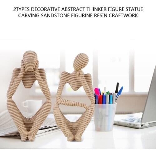 Fashion DIY Sandstone Abstract Hand Carved Statue Art Sculpture Figurine Thinker Home Decor Newest