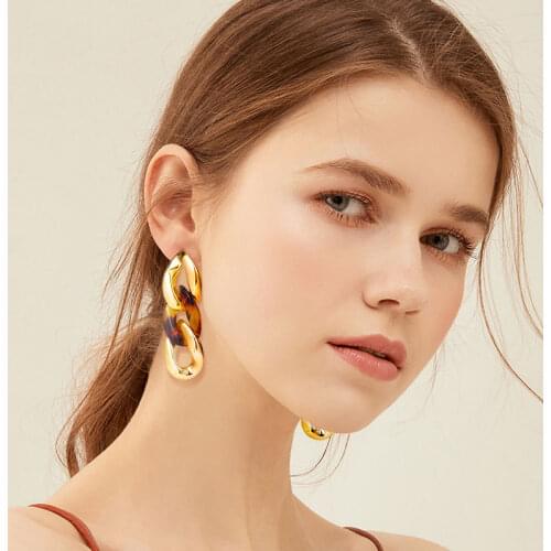 Fashion Koean Chain Earrings For Women Geometric Statement Gold Jewelry Round Dangle Hanging Modern Female Earrings 2021Trend