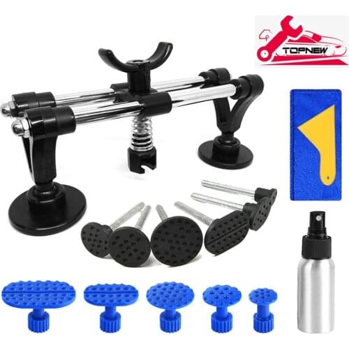 Car Body Repair Tool Kit, Car Dent Puller with Double Pole Bridge Dent Puller Glue Puller Tabs, Glue Shovel for Dent Removal