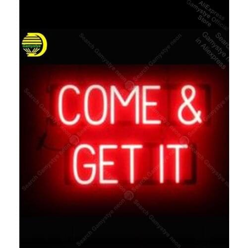 Neon Sign for Come on Get it Neon Bulb sign Affiche Neon Real Glass Neon Neon Light Signs for Store Windows Garage Wall Sign
