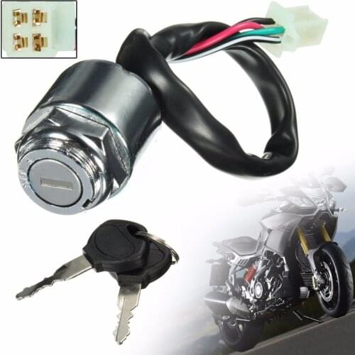 New Arrival 1pc Universal Motorcycle Ignition Barrel Key Switch 4 Wire On/Off with 2 Keys for Quad Pit Bike