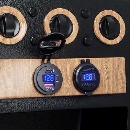 P21-B Car Fast Charging With 12V PD+USB Output Port With Voltage Display Suitable For Cars And Motorcycles