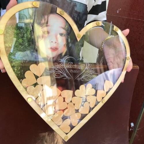 Personalized hearts Rustic wedding engraved Alternative Wooden guestbooks Hearts Double sided Acrylic guest books Custom name