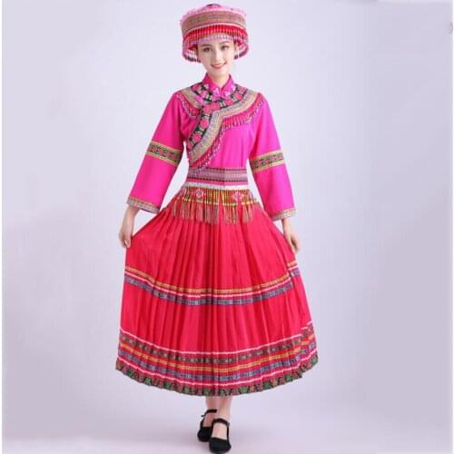 Miao dress ethnic clothing festival performance wear Hmong embroidery skirt suit stage costumes for singers