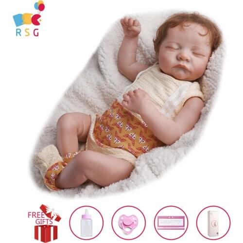 RSG Bebe Reborn Doll 19 Inches Lifelike Newborn Cute Sleeping Reborn Baby Vinyl Doll Gift Toy for Children