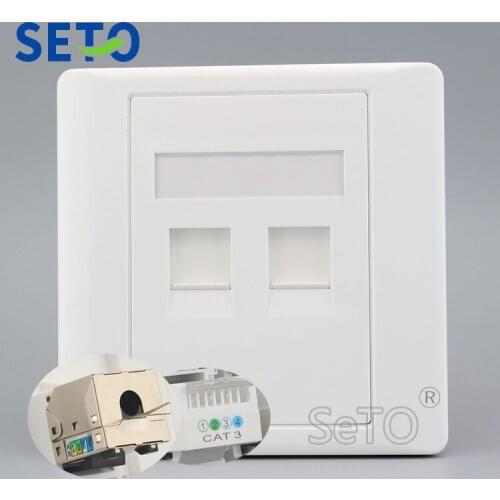 SeTo 86 Type RJ11 Cat3 Telephone + Gigabit Shield Network Lan RJ45 Cat6 Outlet Wall Plate Socket Keystone Faceplate