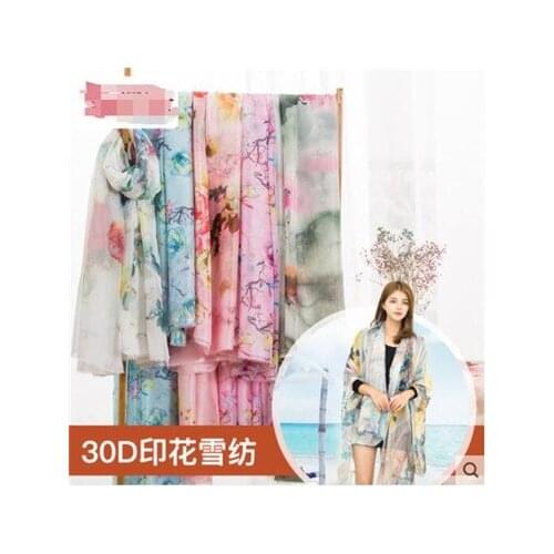 Chiffon fabric 30d printing small Flower Chiffon dress fabric shawl scarf ancient Chinese clothing fashion fabric