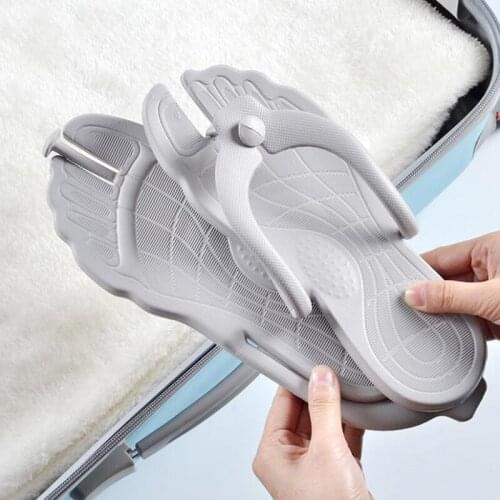 Womens Slippers Summer Folding Travel Portable Slippers Home Flip-Flops Beach Flat Bottomed Light Female Sandals Flip Flop