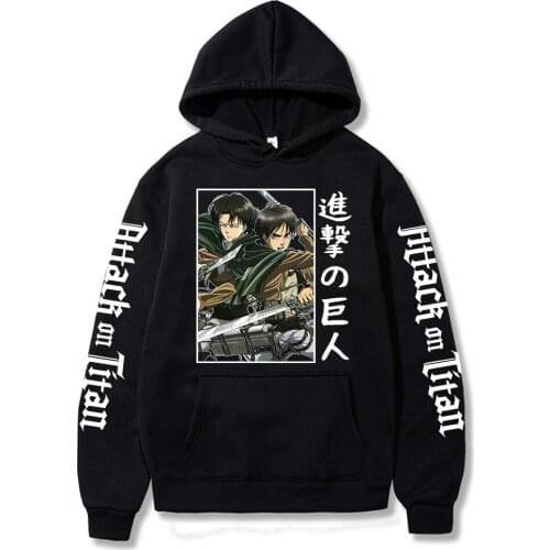 Streetwear Mens Hoodies Anime Attack on Titan Streetwear Cartoon Casual Long Sleeve Sweatshirt Harajuku Hoodies